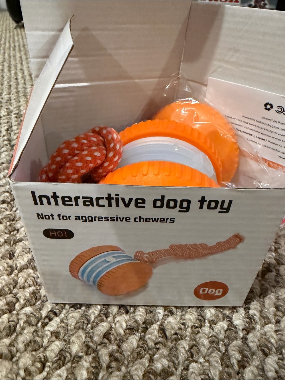 NWT Interactive Dog Toy with Rope Orange Color Rechargeable!